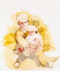 Skizze von zwei Kindern, ca. 1852